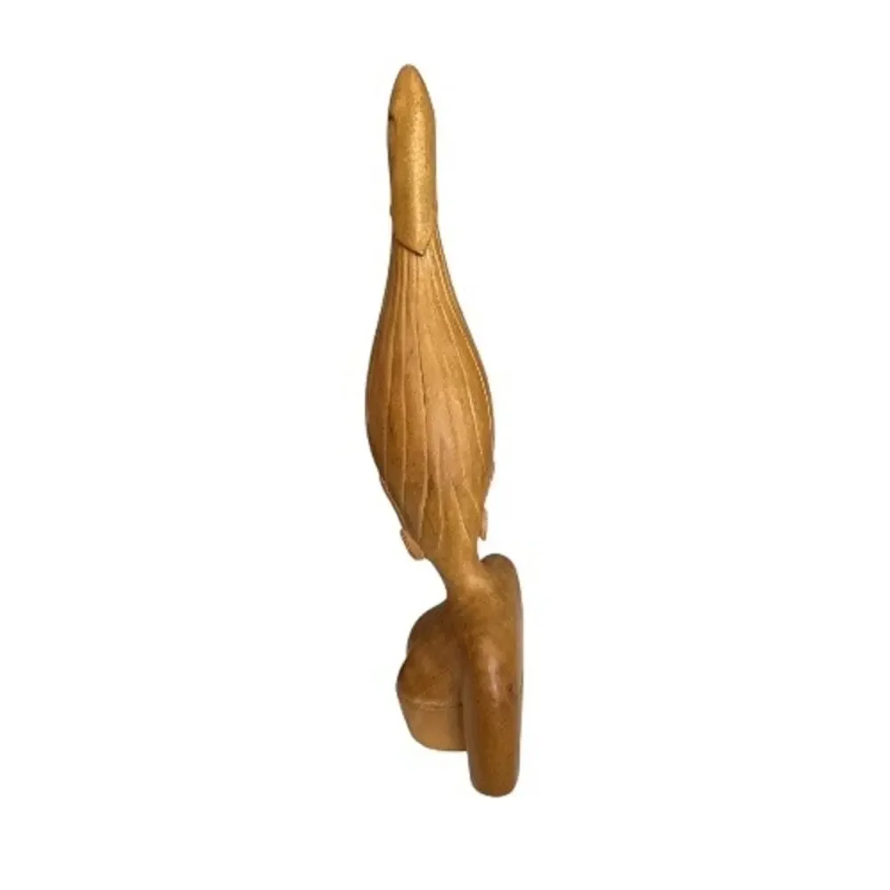 Southeast Island Solid Wood Hand Carved Woman Figure High Hair